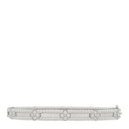 Van Cleef & Arpels 18K White Gold Diamond Perlee Sweet Clovers Bracelet M 2 of 4