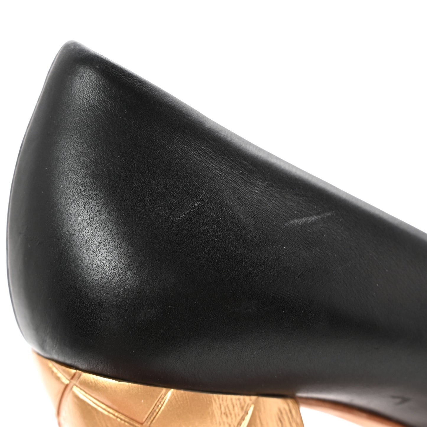 Calfskin Camellia High Pumps 40.5 Black Gold