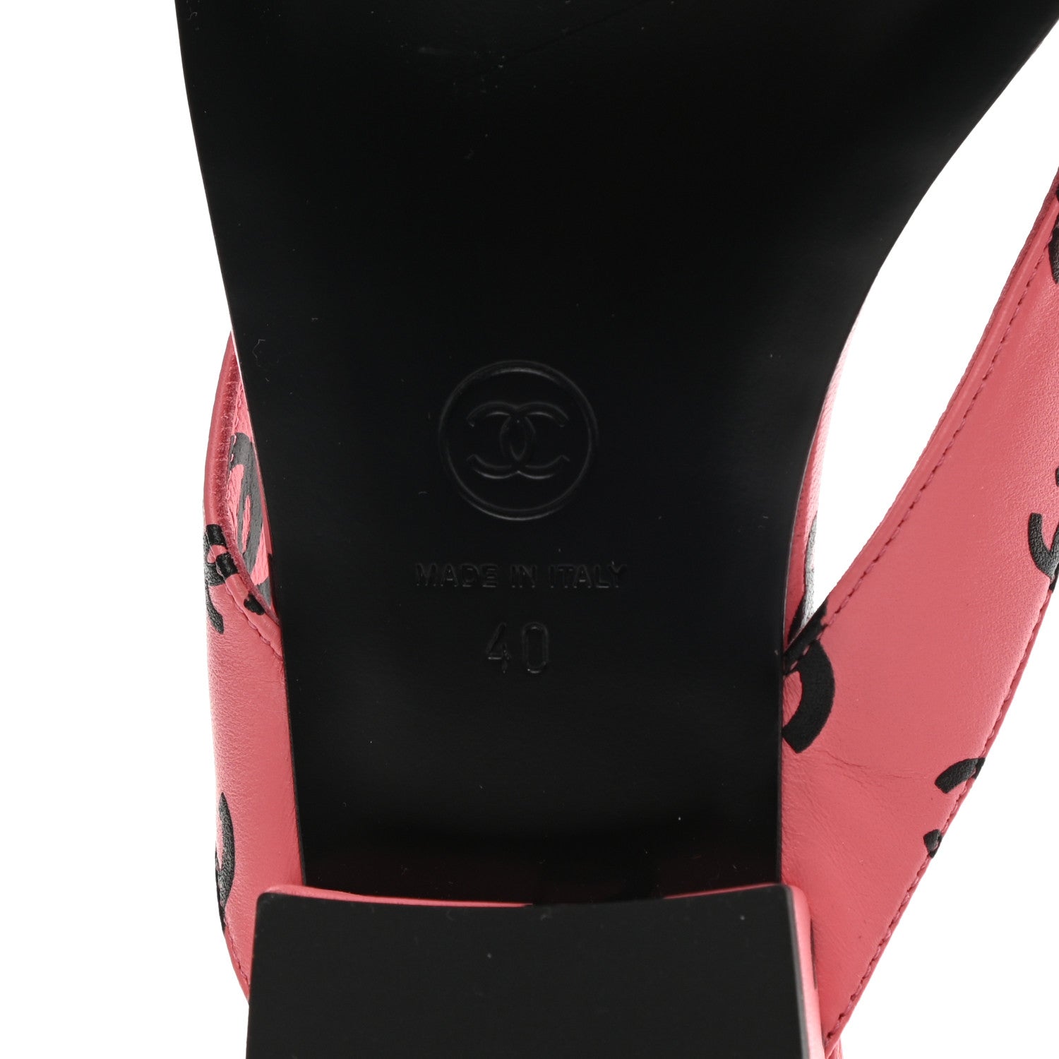 Chanel Lambskin Printed CC Thong Sandals 40 Pink Black 6 of 8