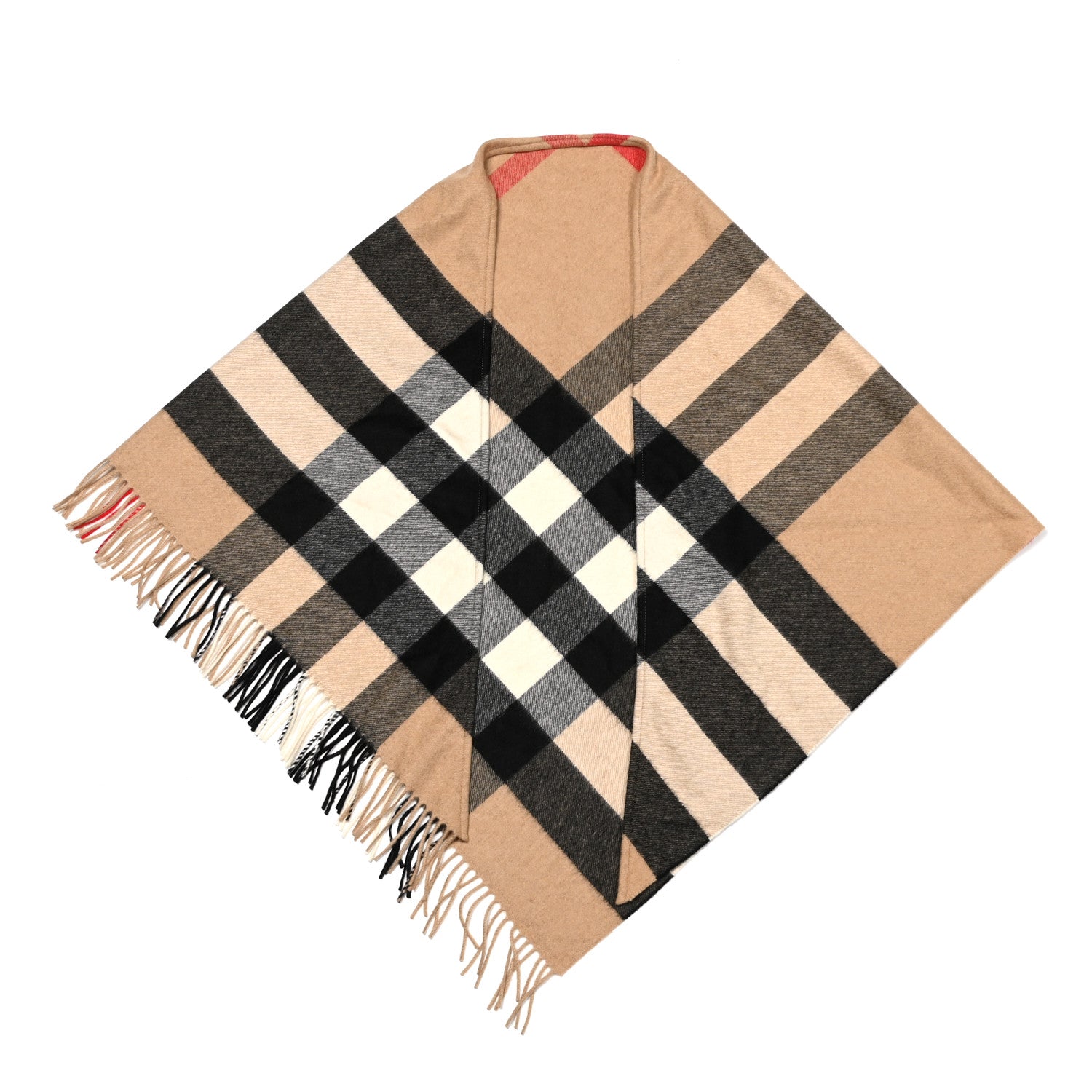 Burberry Cashmere Check Triangle Bandana Scarf Camel 2 of 4