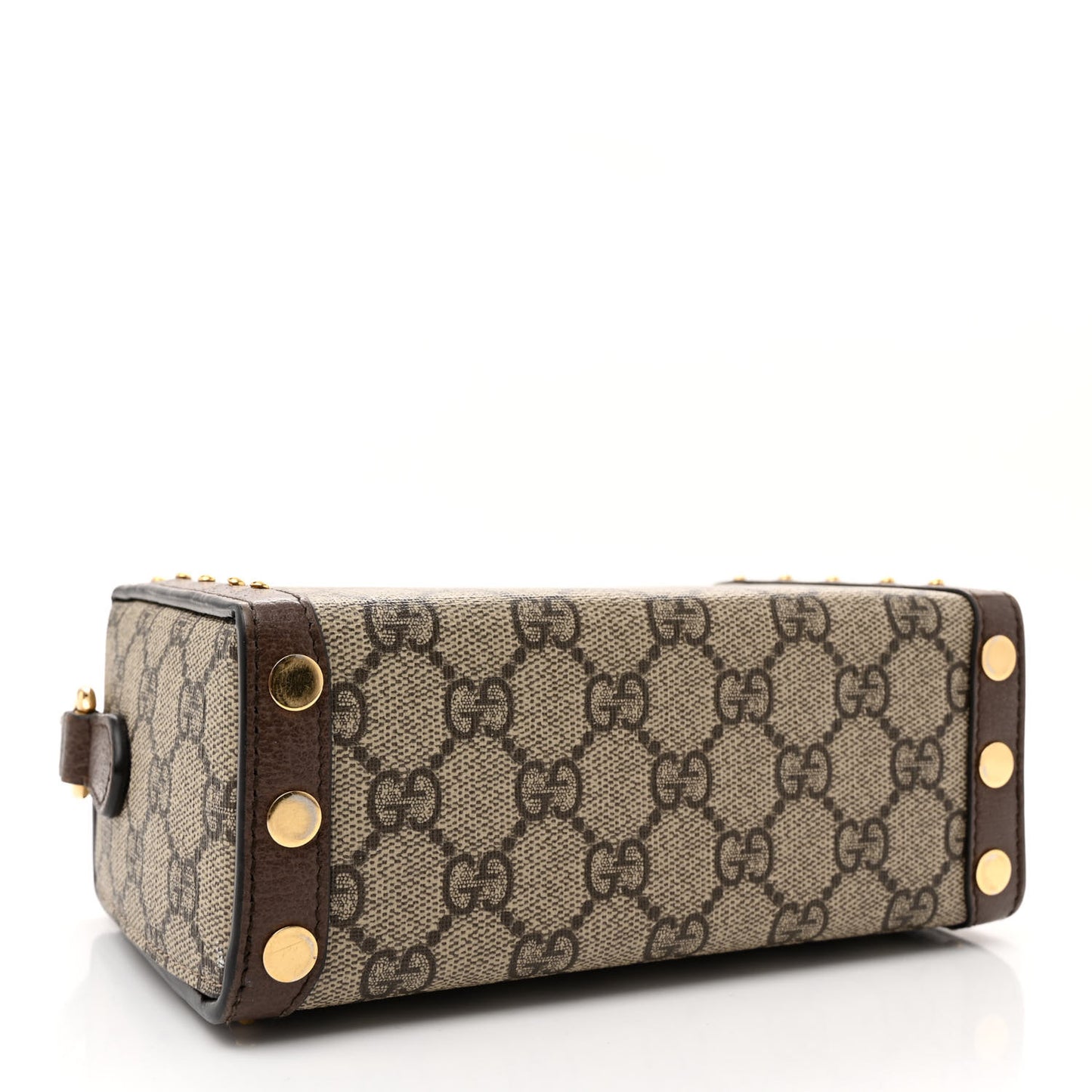 GG Supreme Monogram Textured Dollar Calfskin Mini Trunk Shoulder Bag Beige Ebony New Acero