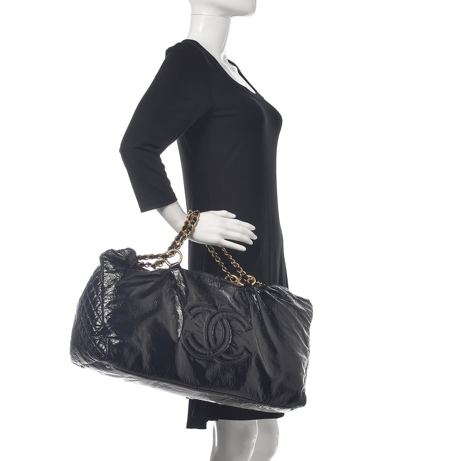 Chanel Vinyl XXL Rock and Chain Bowler Black 2 of 15