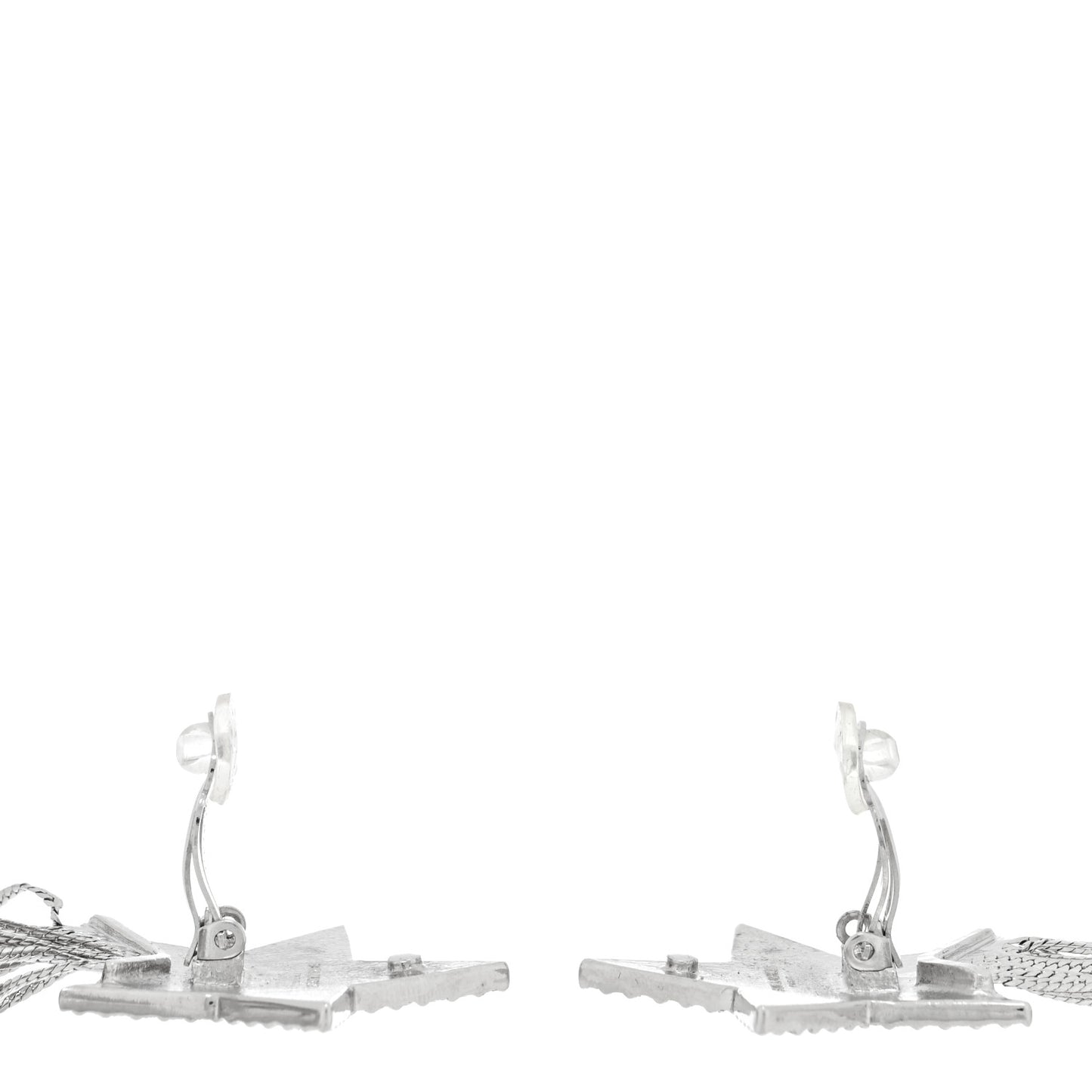 Crystal Shooting Star Fringe Clip On Earrings Silver