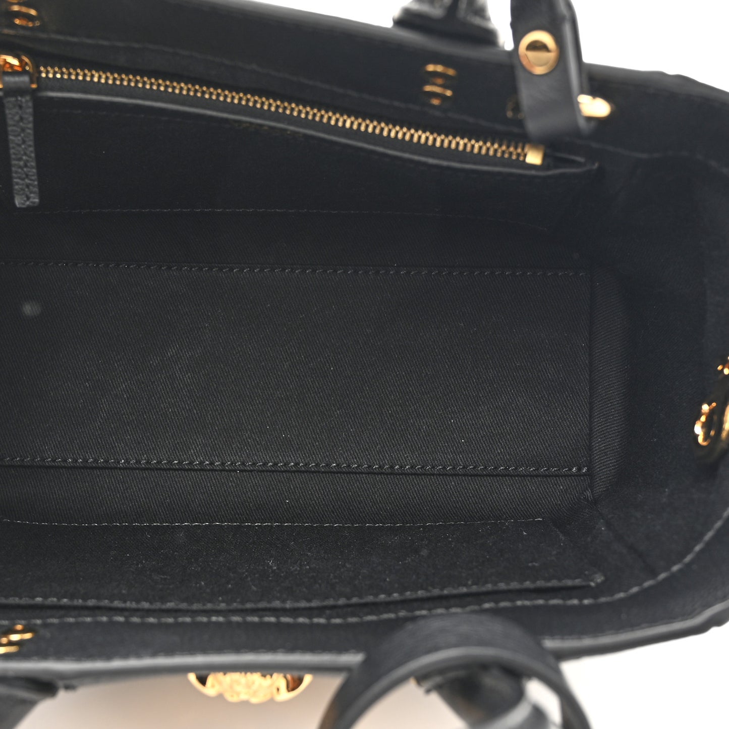 Grained Calfskin Small La Medusa Chain Convertible Tote Black