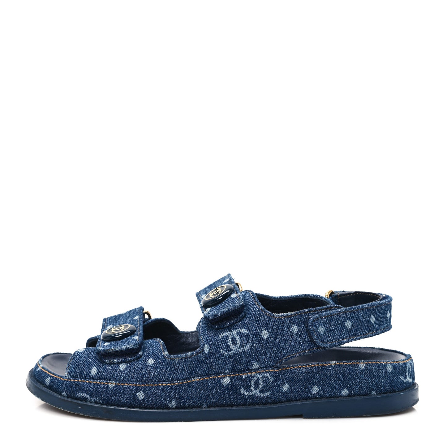 Printed Denim CC Dad Sandals 38 Dark Blue
