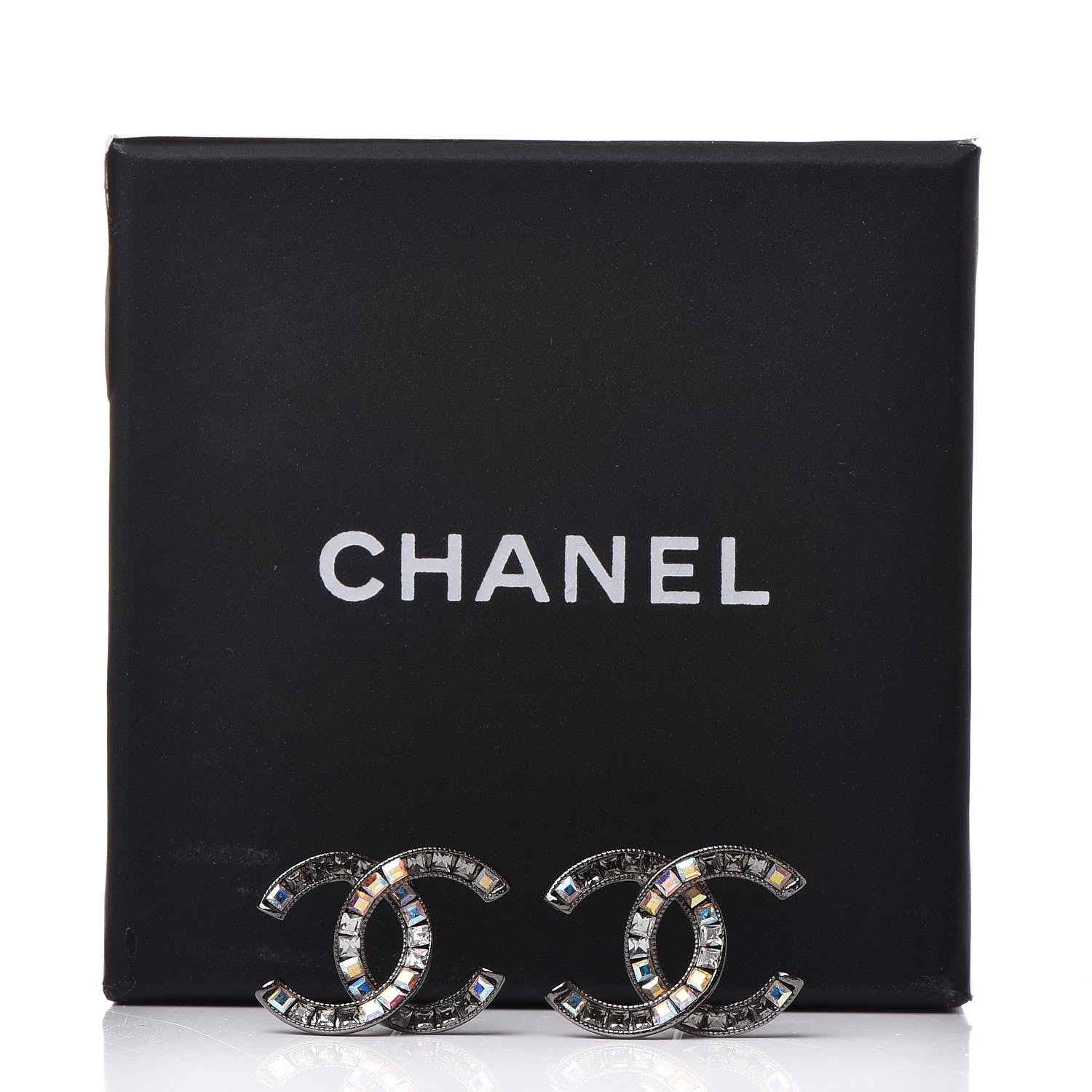Chanel Ruthenium Baguette Crystal CC Earrings 5 of 5