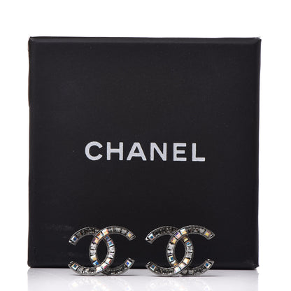Chanel Ruthenium Baguette Crystal CC Earrings 5 of 5