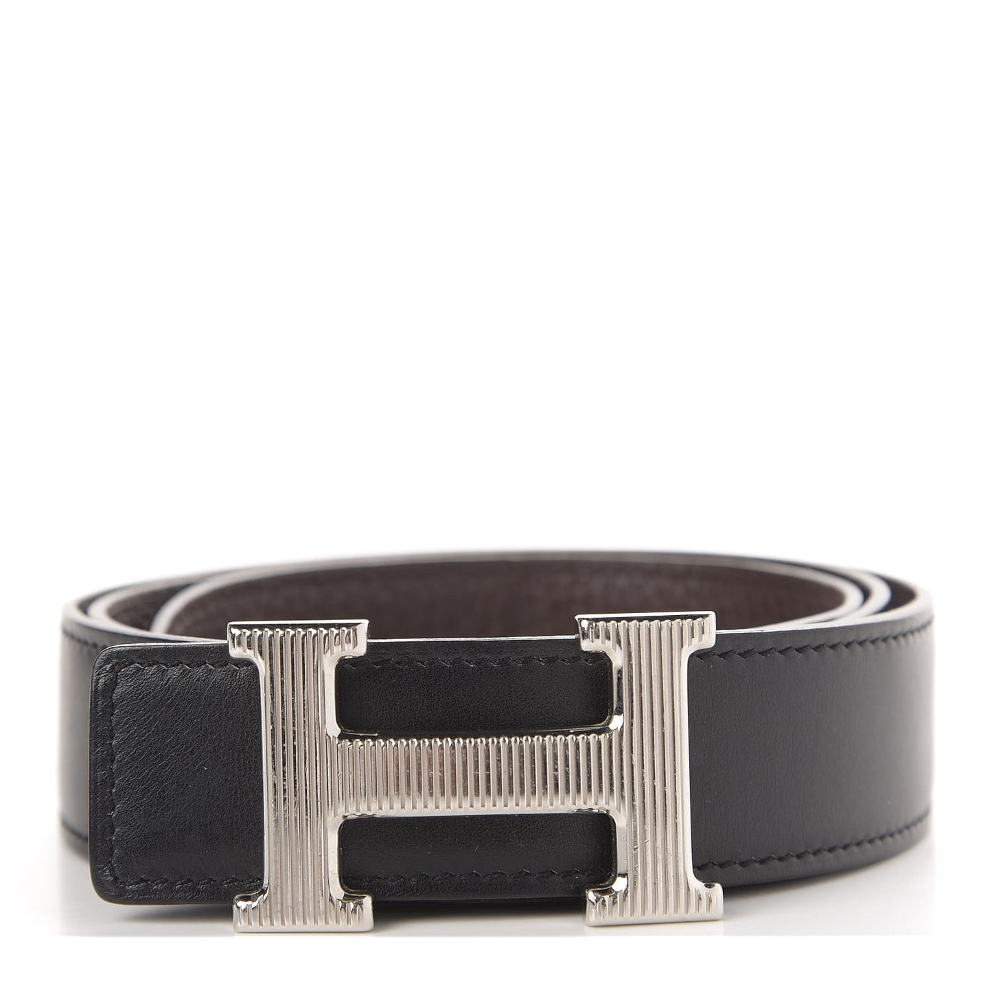 Box Togo Strie 32mm H Belt 90 Black Chocolate