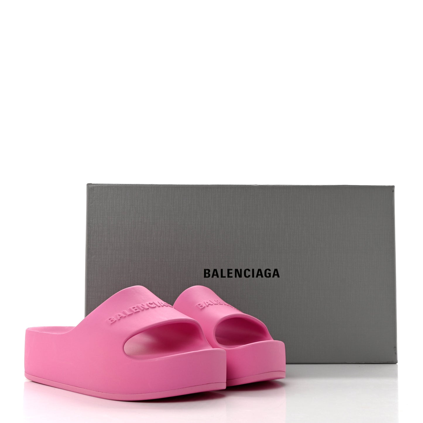 Rubber Chunky Platform Slide Sandals 36 Pink