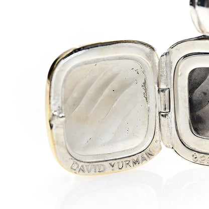 David Yurman Sterling Silver 18K Yellow Gold 16mm Sculpted Cable Locket Enhancer Pendant 5 of 5