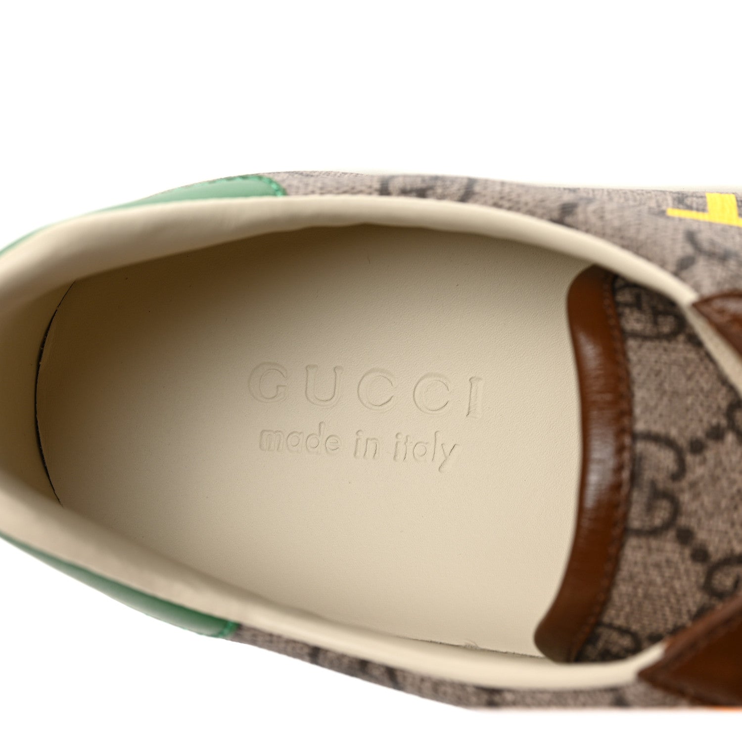 Gucci GG Supreme Monogram Fake/Not Mens Ace Sneakers 8.5 Beige New Shamarock Brown Sugar 9 of 10