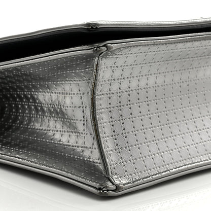 Christian Dior Metallic Patent Micro-Cannage Medium Diorama Flap Bag Silver 9 of 10