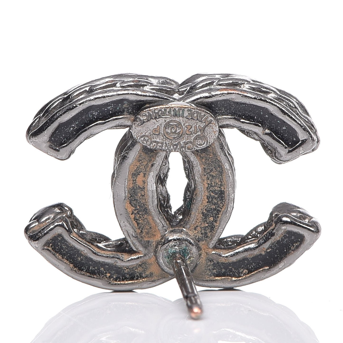 Ruthenium Crystal CC Earrings Silver Black