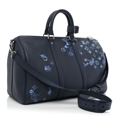 Louis Vuitton Monogram Ink Watercolor Keepall Bandouliere 40 Blue 3 of 7