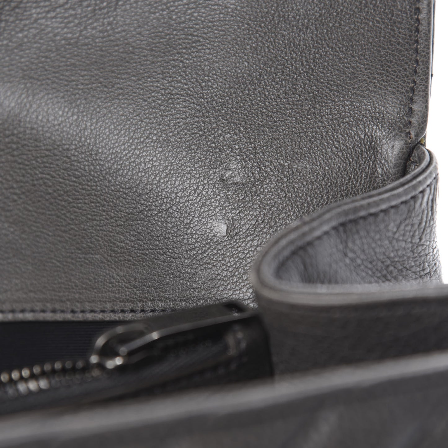 Sheepskin Matelasse Chevron Monogram Large College Satchel Dark Anthracite