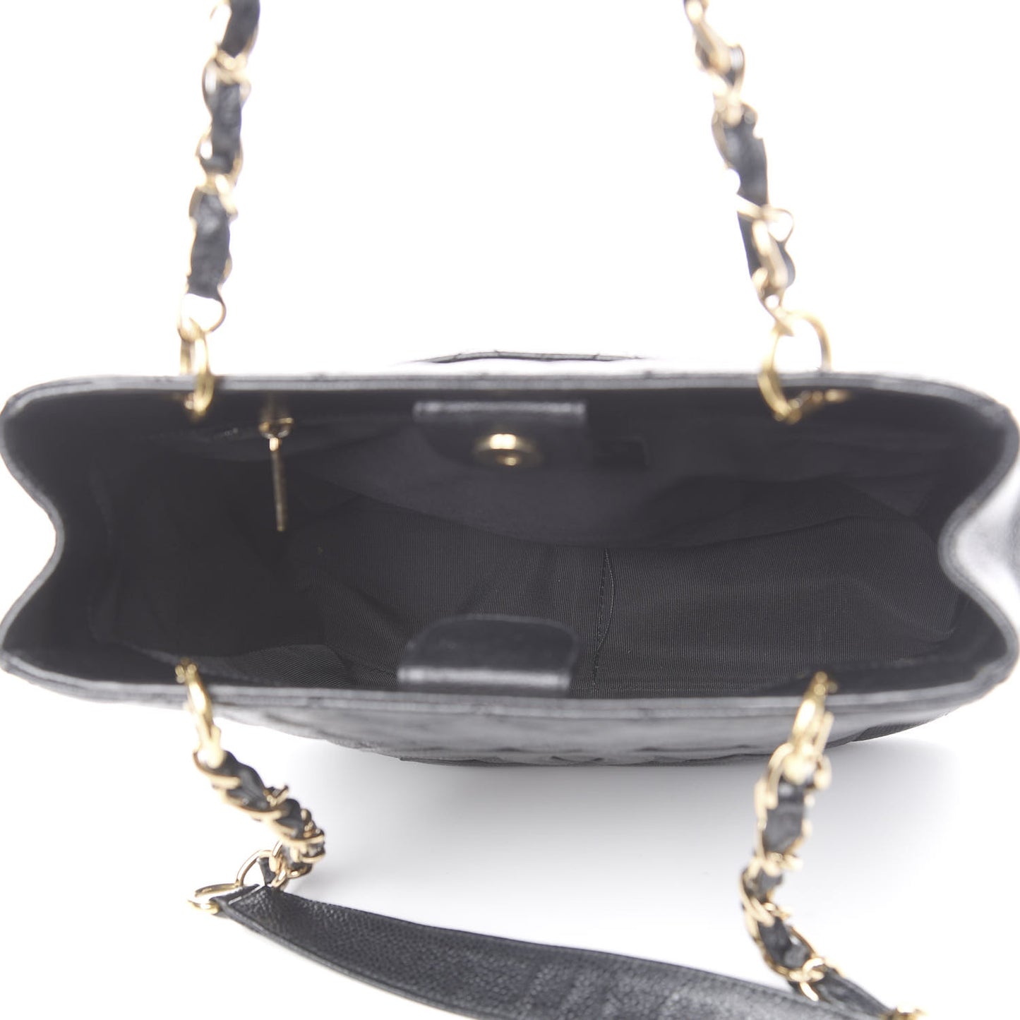 Caviar Quilted Petit Shopping Tote PST Black