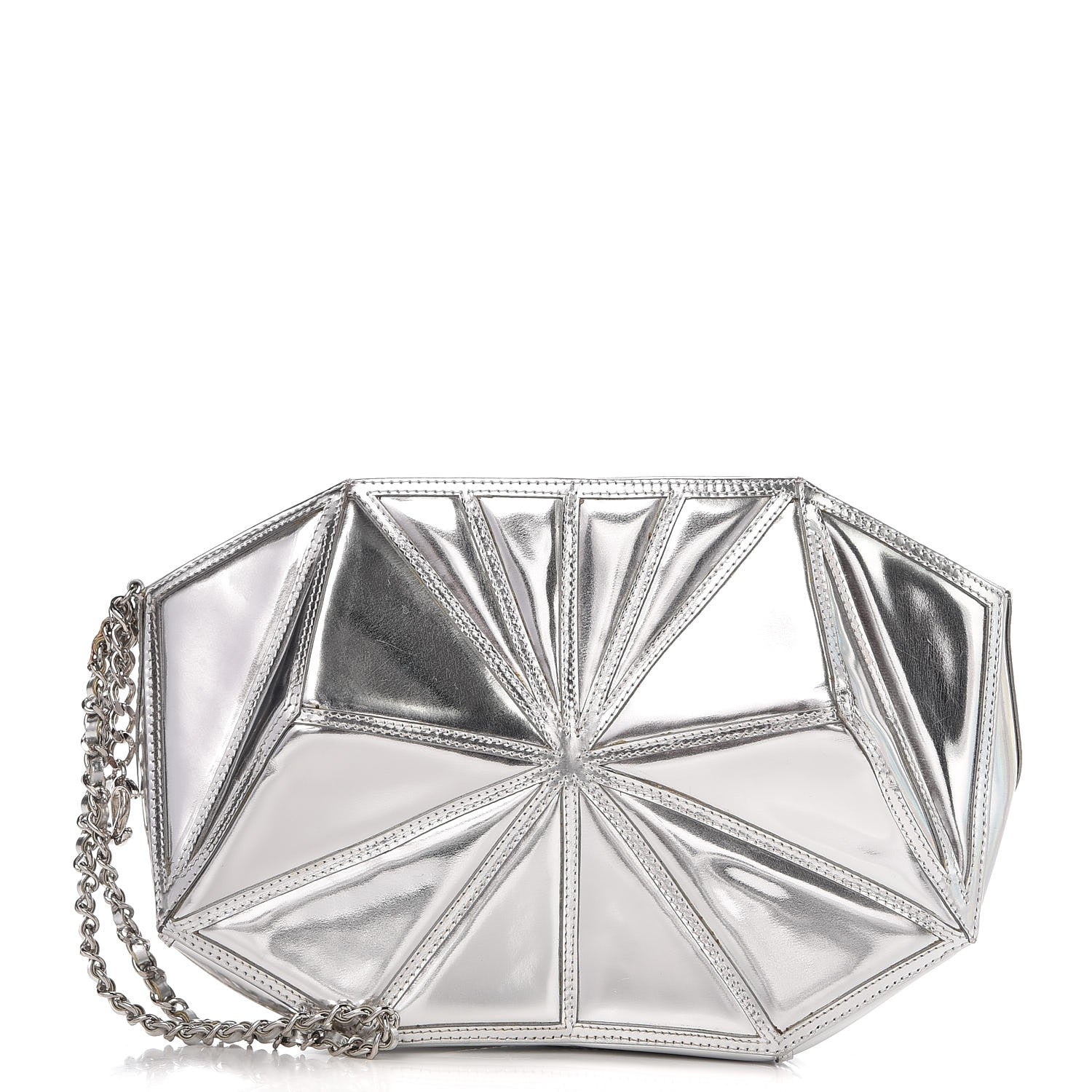 Chanel Patent Midnight Swim Wristlet Clutch Silver 1 of 8