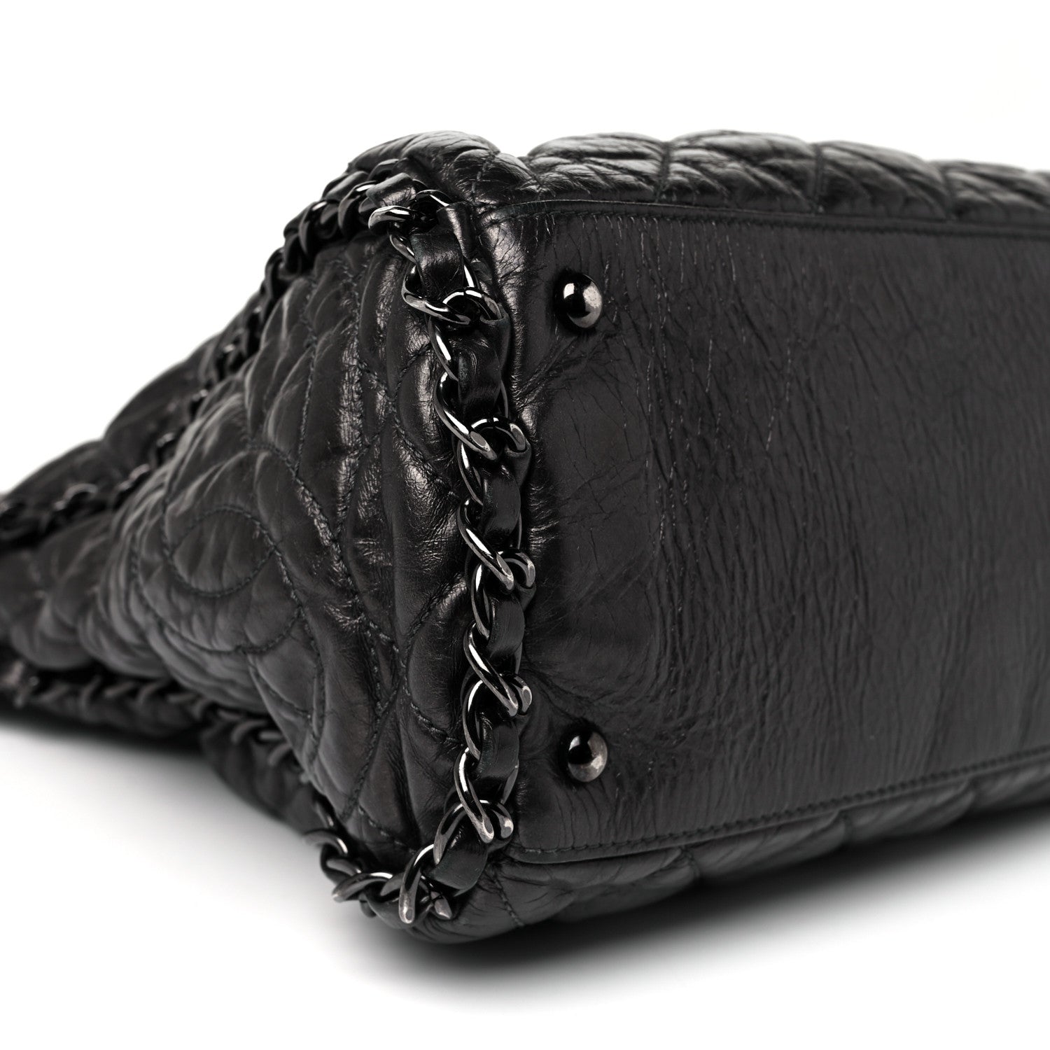 Chanel Metallic Calfskin Quilted Large Chain Me Hobo Dark Grey 4 of 8