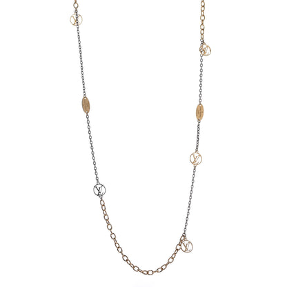 Louis Vuitton Logomania Sautoir Necklace Silver Gold 1 of 6
