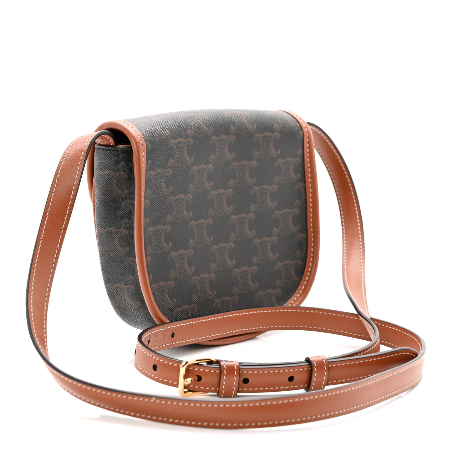 Canvas Calfskin Triomphe Mini Besace Tan