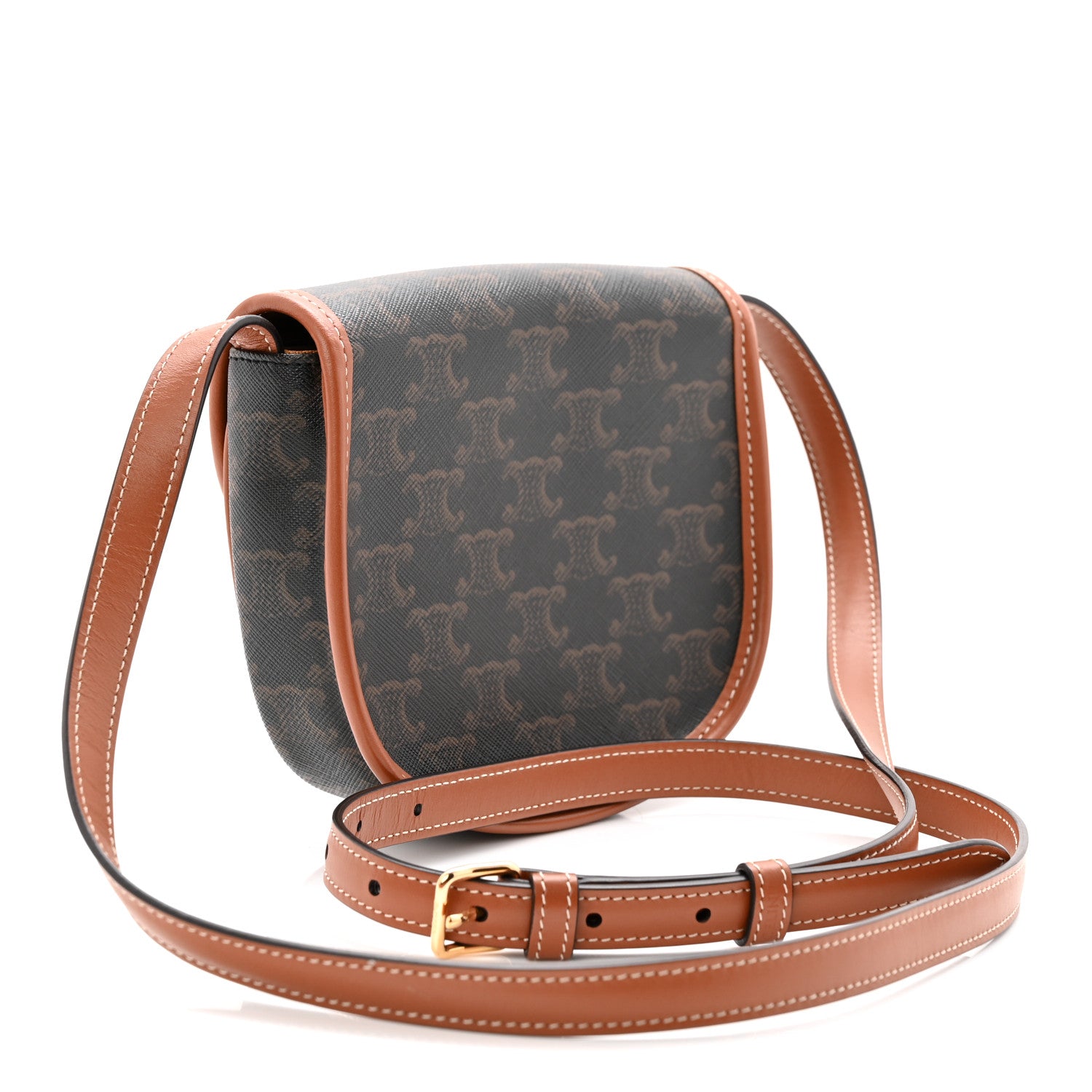 Celine Canvas Calfskin Triomphe Mini Besace Tan 3 of 11
