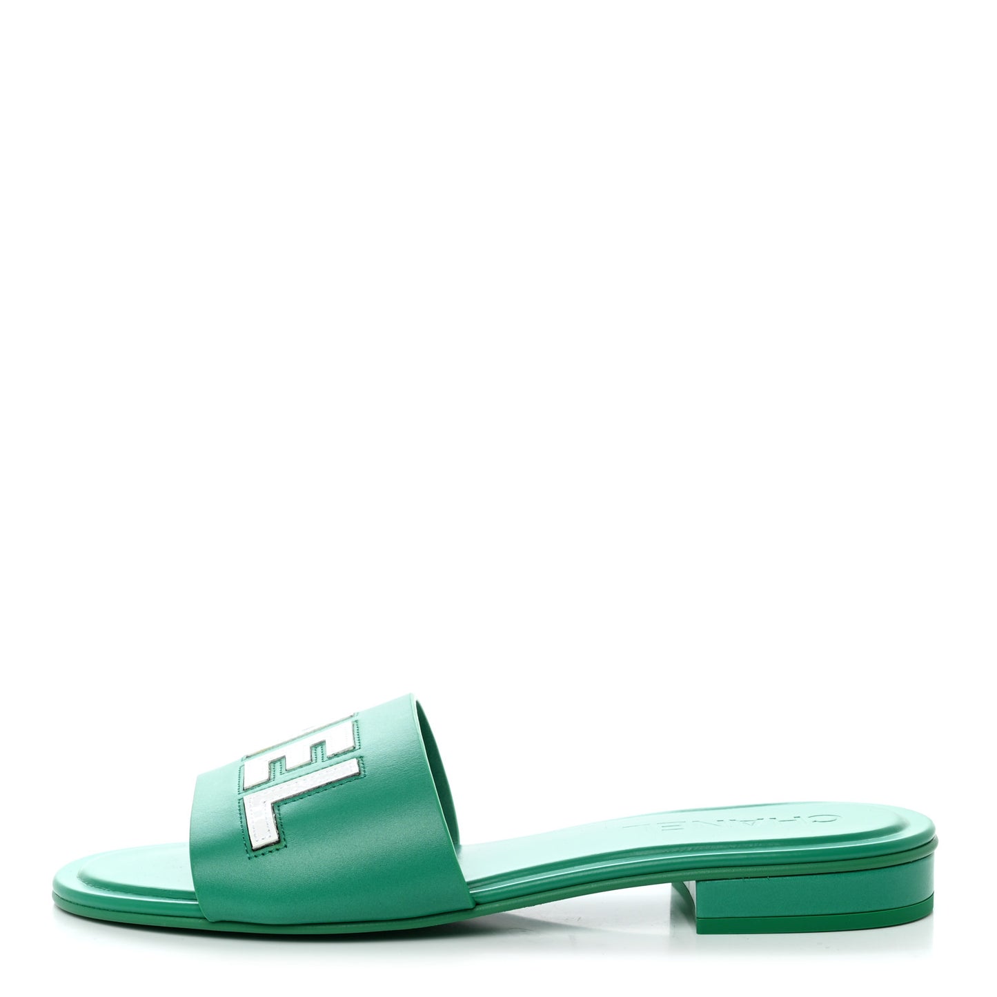 Calfskin Patent Calfskin Logo Mules 40 Green White