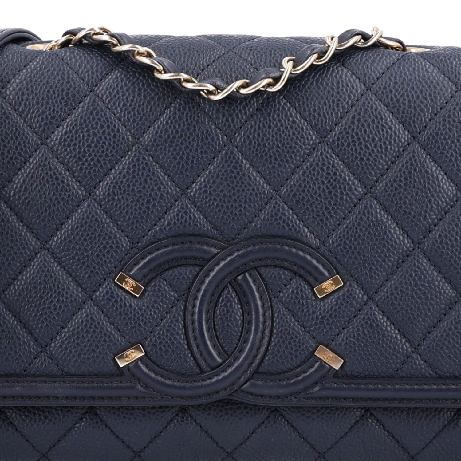 Chanel Caviar Quilted Medium CC Filigree Flap Navy 8 of 10