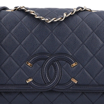 Chanel Caviar Quilted Medium CC Filigree Flap Navy 8 of 10