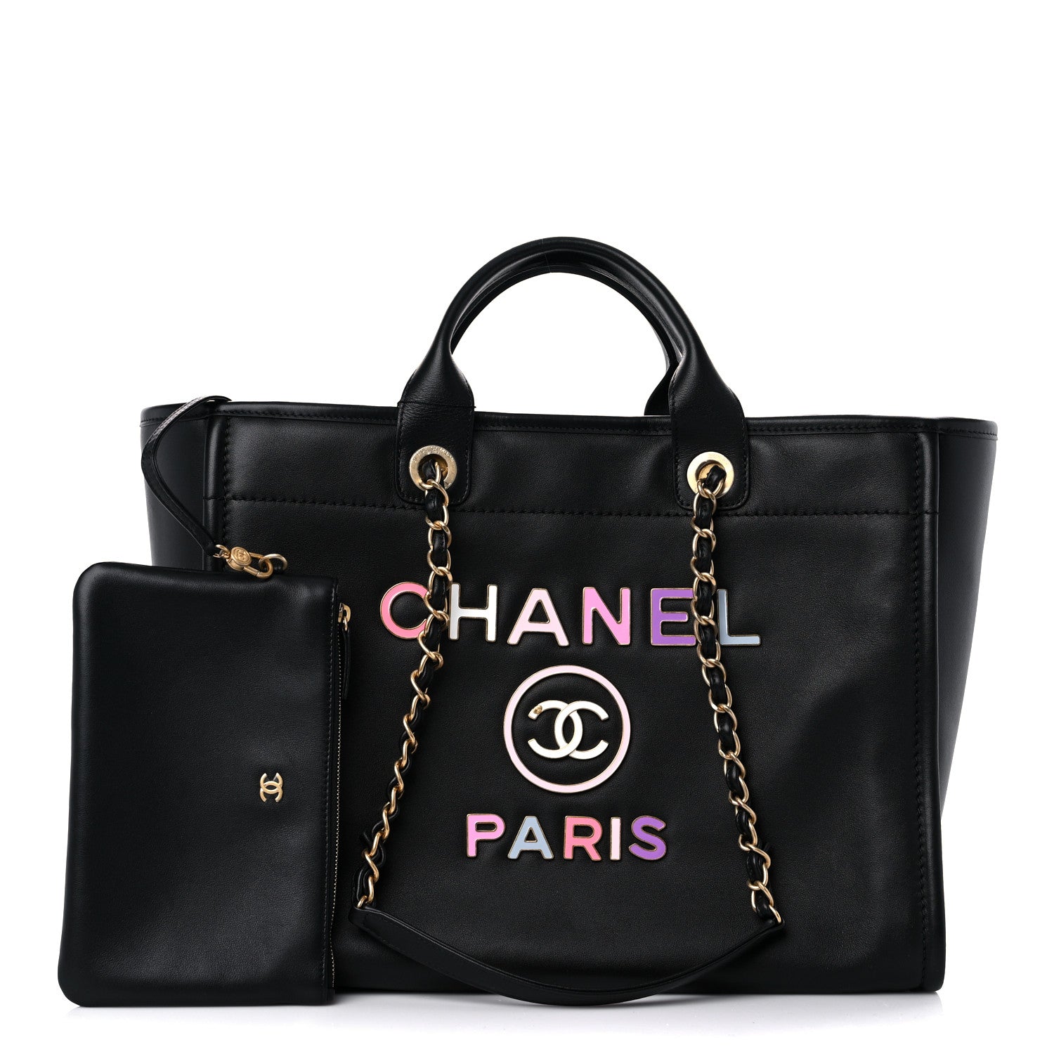 Chanel Calfskin Medium Deauville Tote Black Multicolor 1 of 10