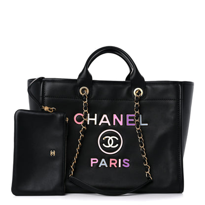 Chanel Calfskin Medium Deauville Tote Black Multicolor 1 of 10