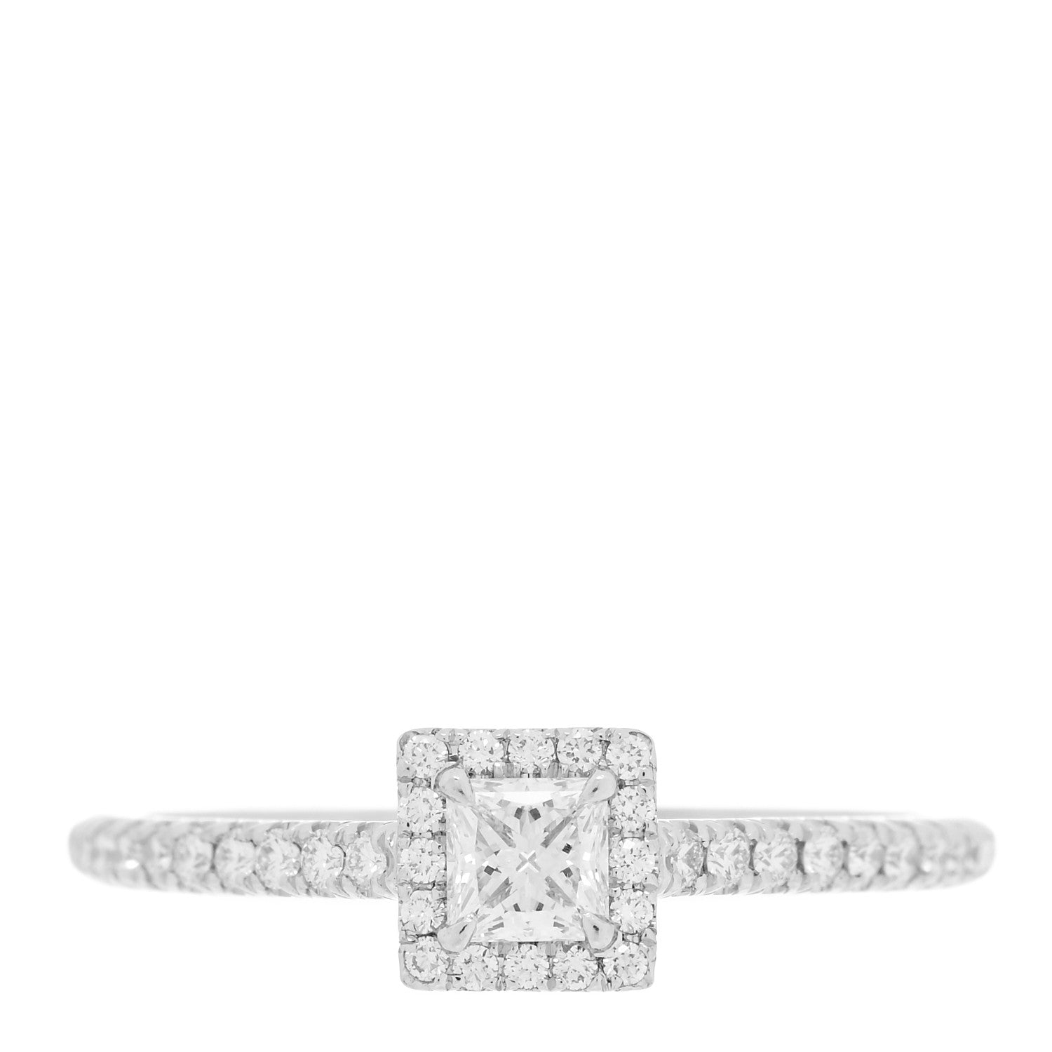 Tiffany Platinum Diamond .26ct Princess Cut Pave Engagement Ring 56 7.5 1 of 4