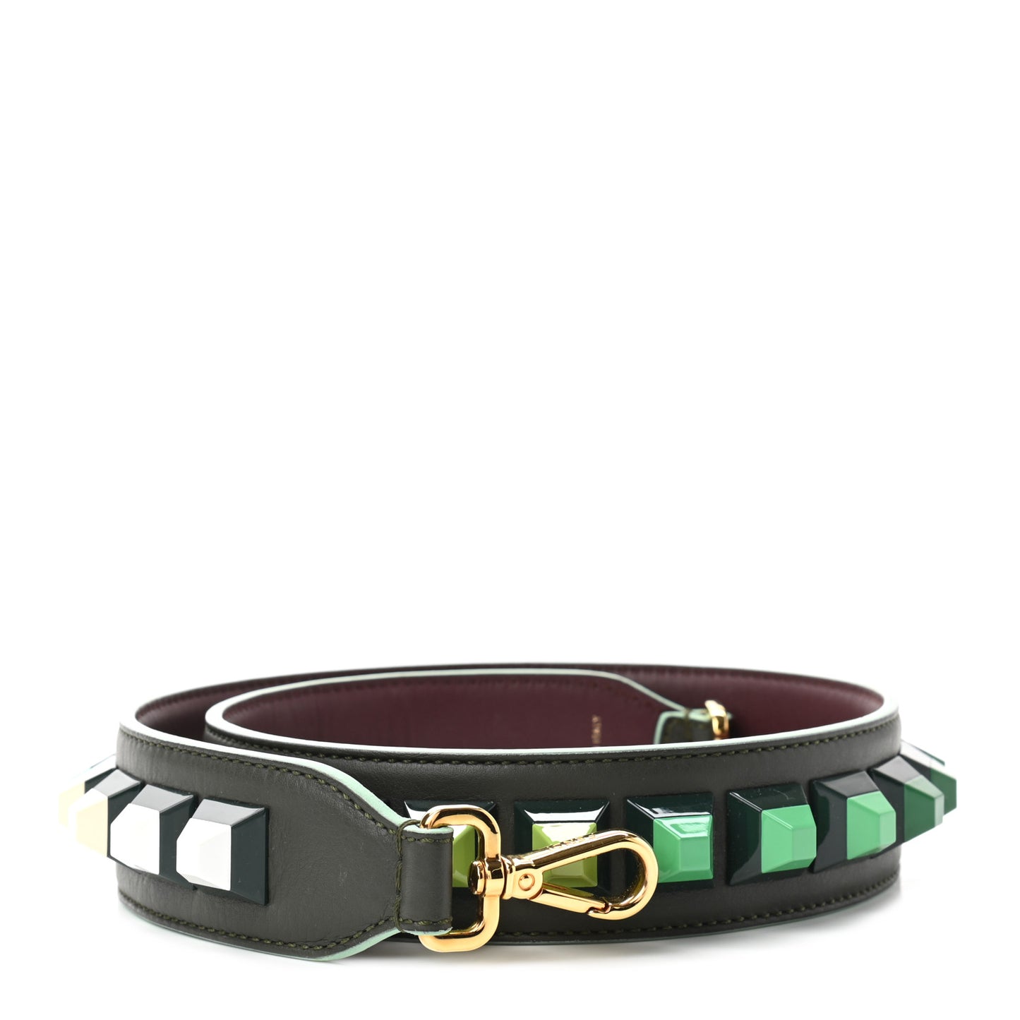 Vitello Dolce Bi-Color Degrade Studded Strap You Verde Prato Bordeaux