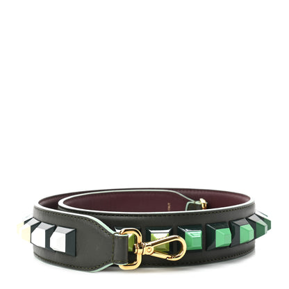 Fendi Vitello Dolce Bi-Color Degrade Studded Strap You Verde Prato Bordeaux 1 of 7