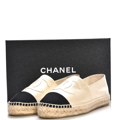 Chanel Calfskin Grosgrain CC Espadrilles 39 Ivory Black 10 of 10