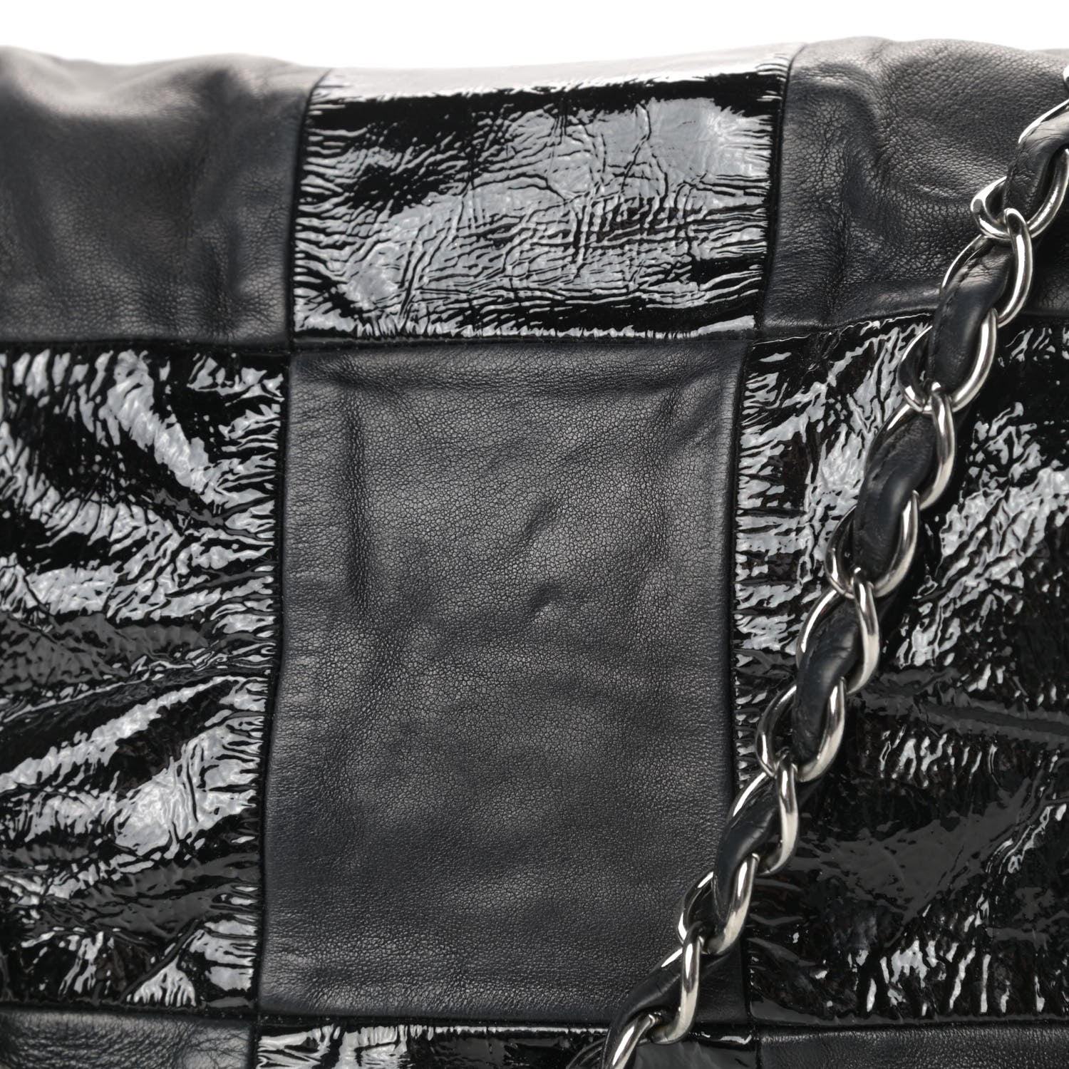 Chanel Lambskin Patent Calfskin Brooklyn Patchwork Accordion Flap Black 16 of 16