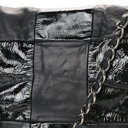 Chanel Lambskin Patent Calfskin Brooklyn Patchwork Accordion Flap Black 16 of 16