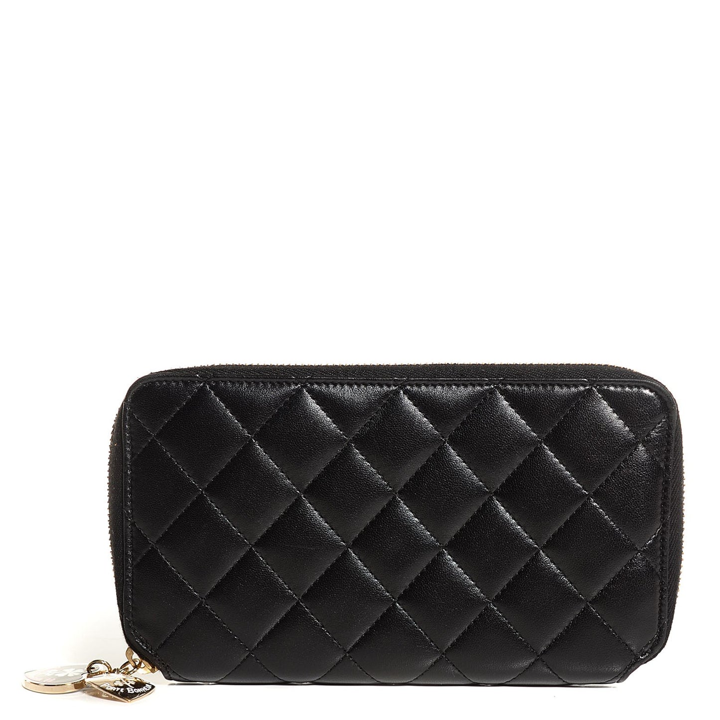 Glazed Calfskin Quilted Reissue Zip Around Wallet Black