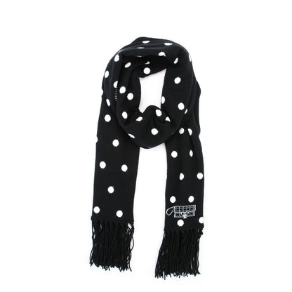 Chanel Cashmere Crystal CC Fringe Scarf Black White 1 of 5
