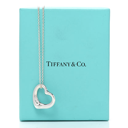 Tiffany Sterling Silver 22mm Elsa Peretti Open Heart Pendant Necklace 6 of 6