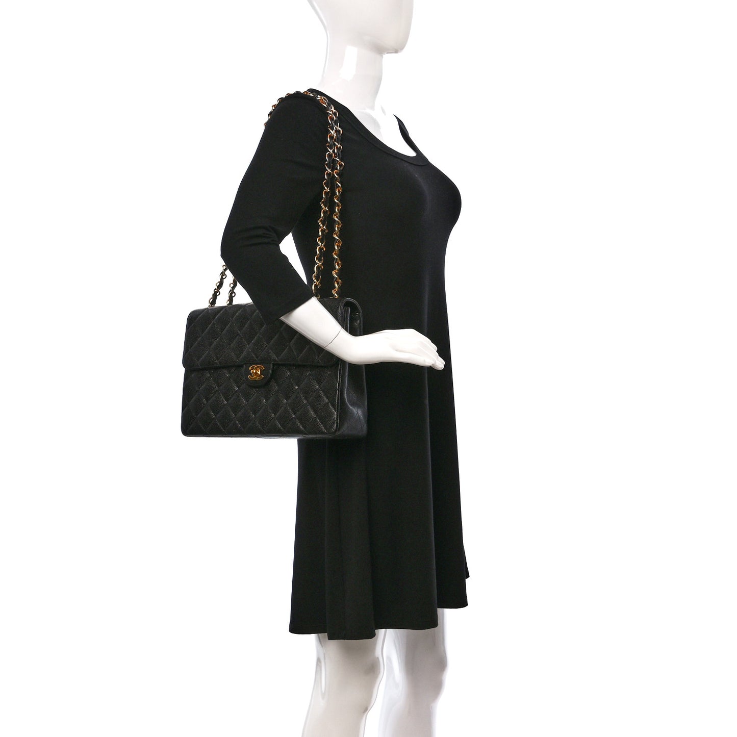 Caviar Quilted Jumbo Single Flap Black