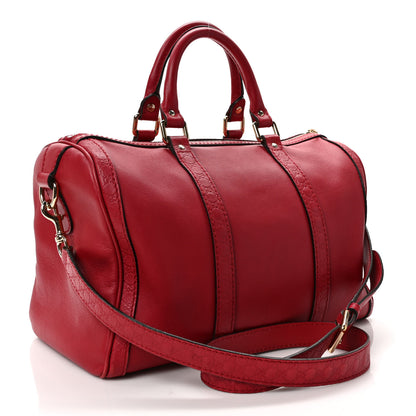 Gucci Calfskin Microguccissima Trim Medium Boston Raspberry Red 3 of 10