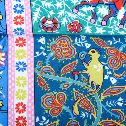 Hermes Cashmere Silk Jardins De Soie Shawl 140 Bleu Vert Rose 6 of 6