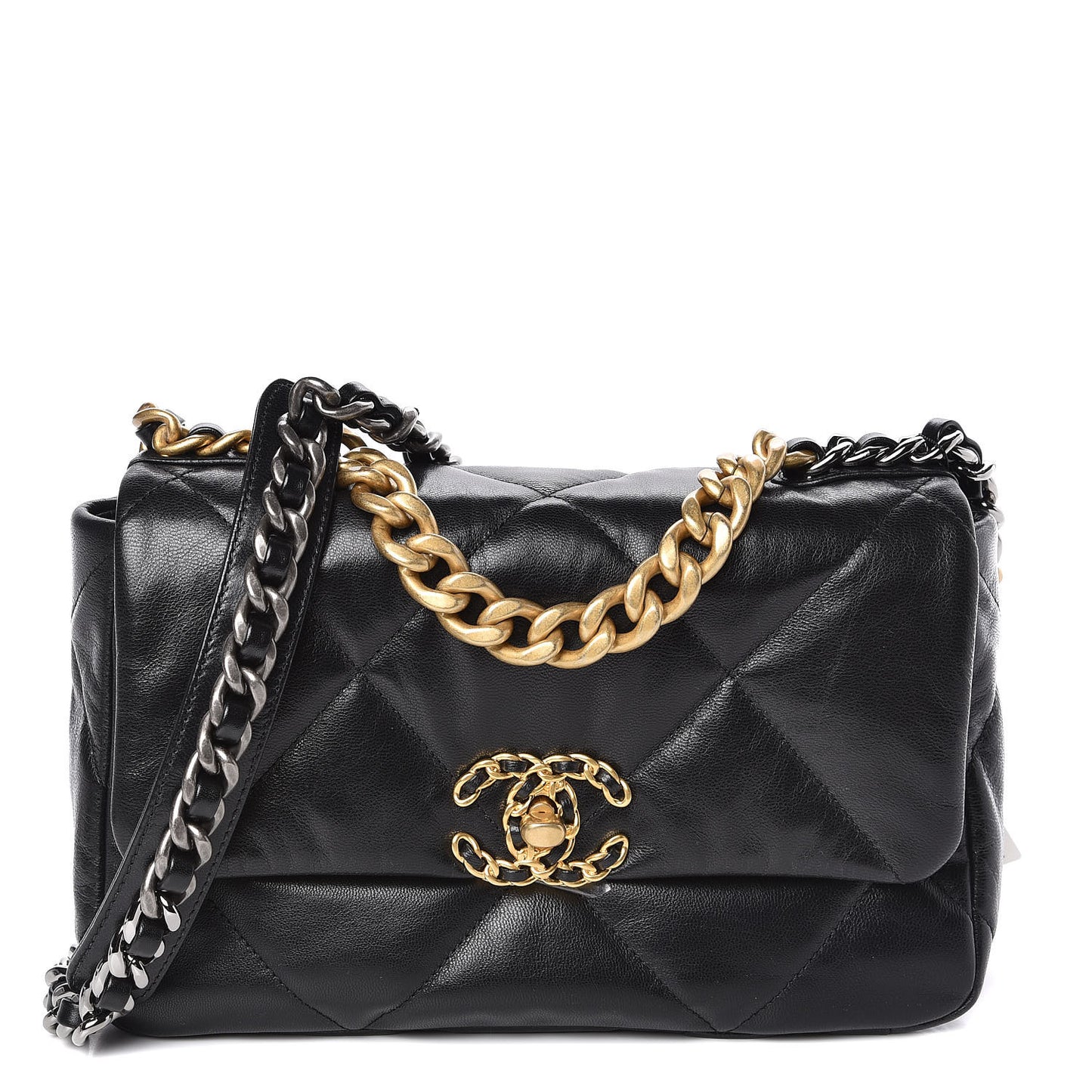 Goatskin Quilted Medium 19 Flap Black