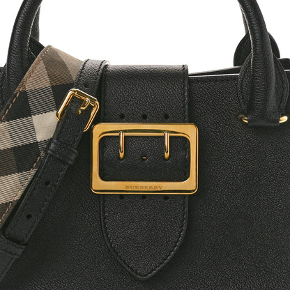 Burberry Soft Grain Calfskin Small Buckle Tote Black 8 of 13