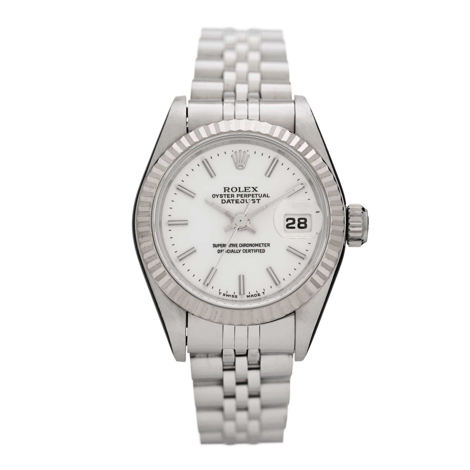 Rolex Stainless Steel 18K White Gold 26mm Oyster Perpetual Datejust Watch White 69174 1 of 6