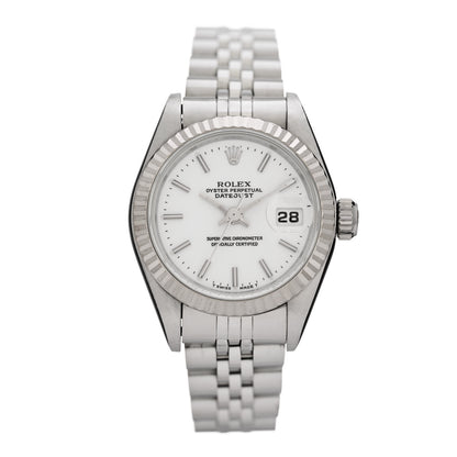 Rolex Stainless Steel 18K White Gold 26mm Oyster Perpetual Datejust Watch White 69174 1 of 6