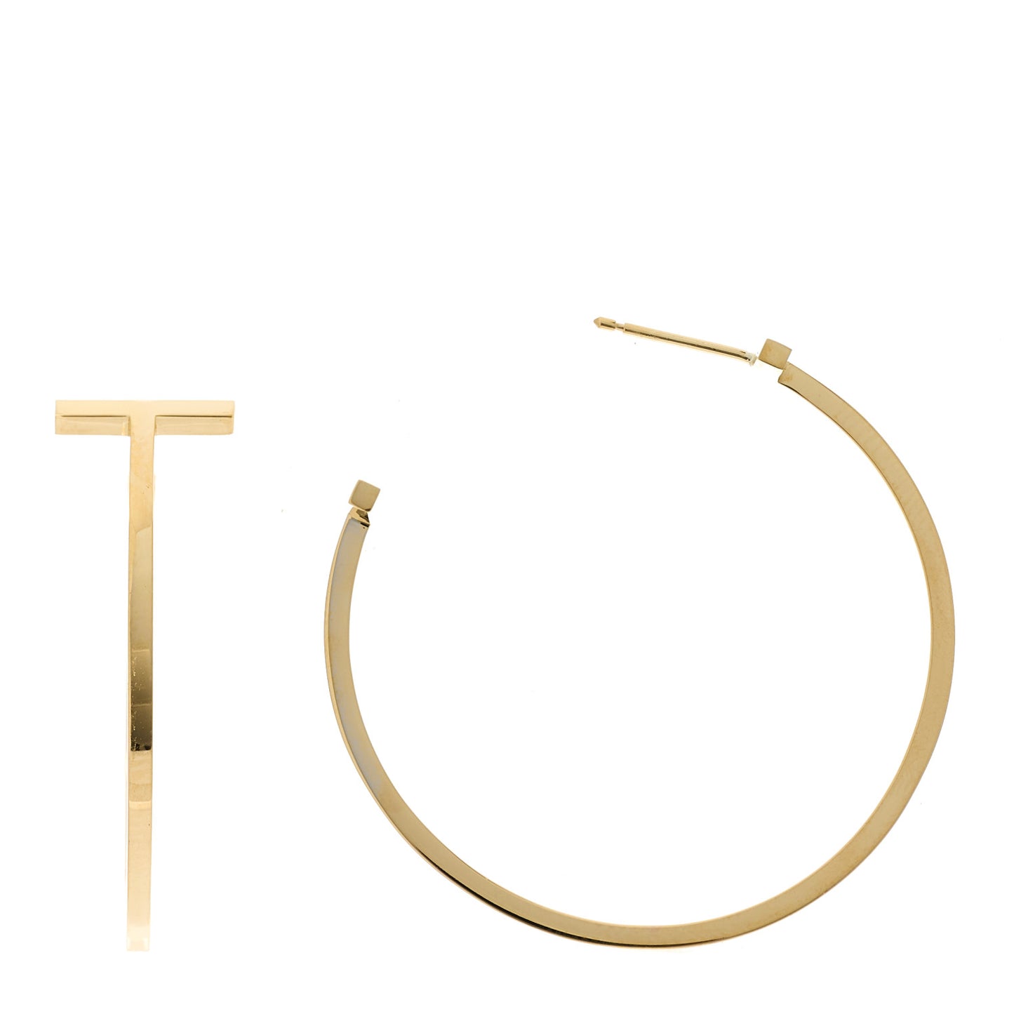 18K Yellow Gold Extra Large T Wire Hoop Earrings