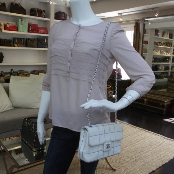 Chanel Lambskin Contrast Stitch Medium Flap White 2 of 12