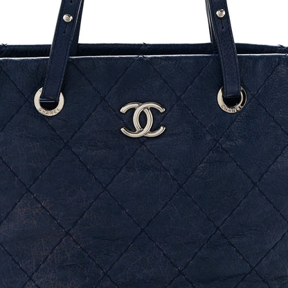 Chanel Glazed Calfskin Large On The Road Tote Dark Blue 8 of 13