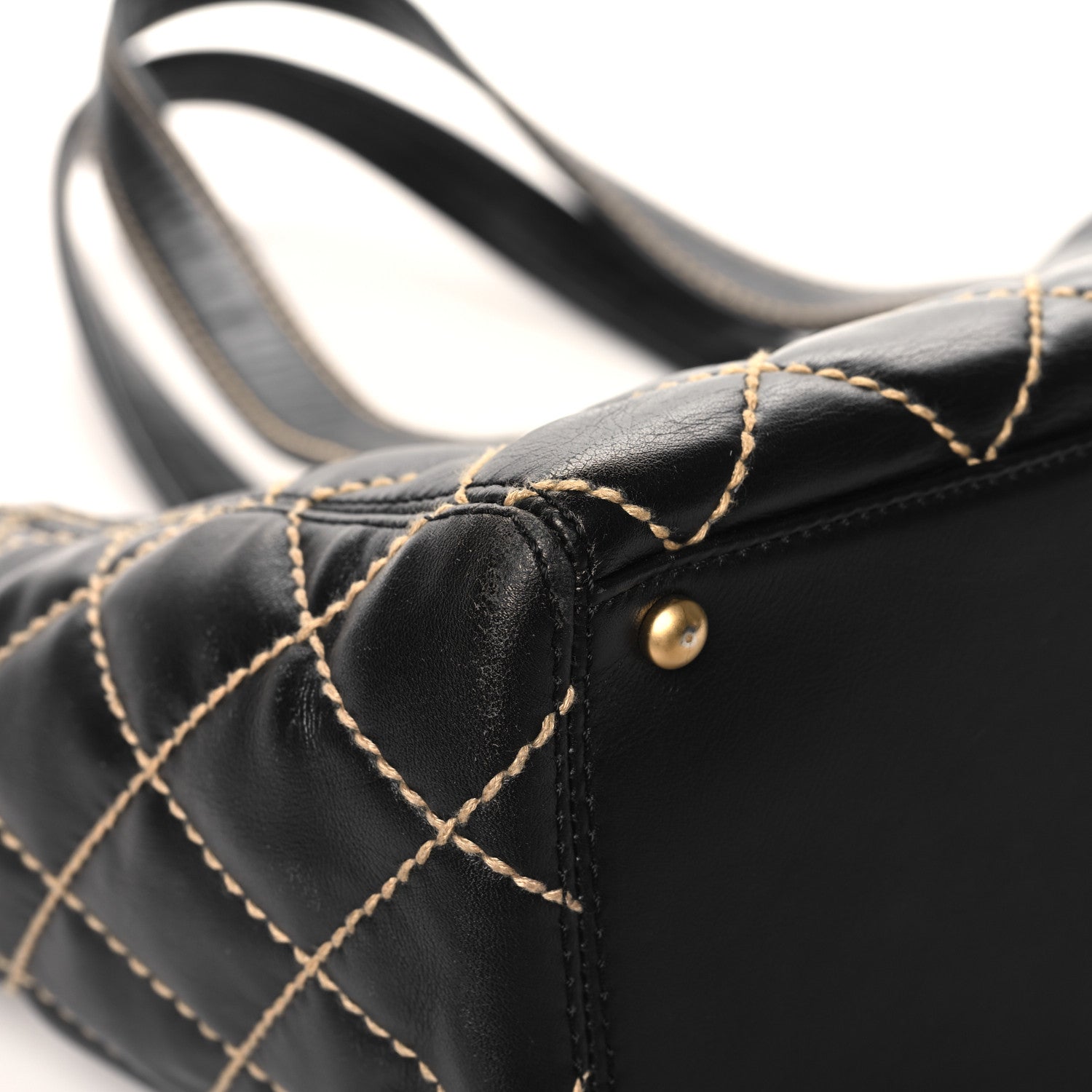 Chanel Calfskin Contrast Stitch Surpique Tote Black 11 of 12